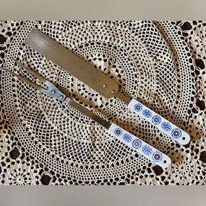 Vintage Ace USA Stainless Steel Utensils Floral Handles